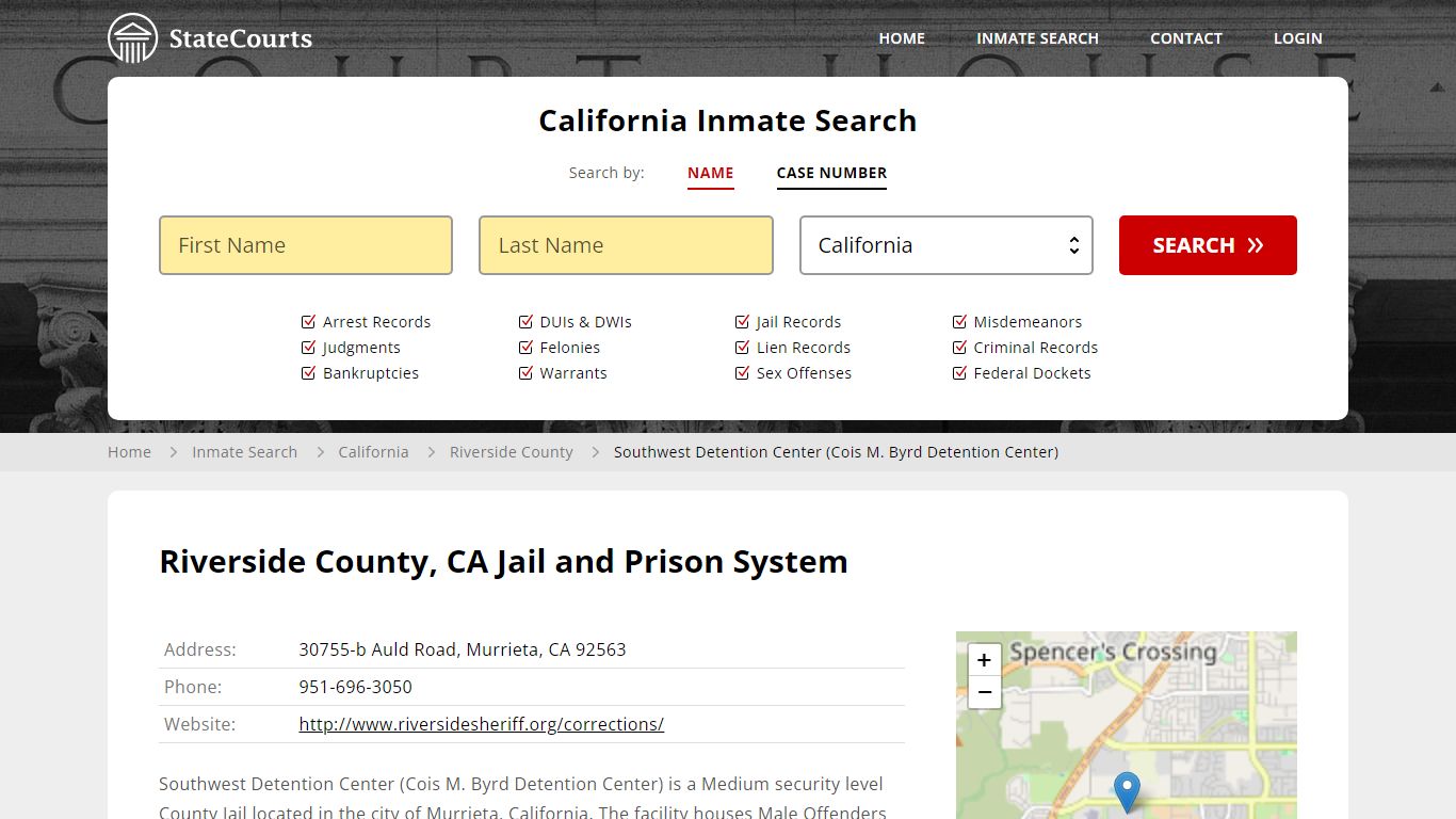 Riverside County, CA Jail and Prison System - State Courts
